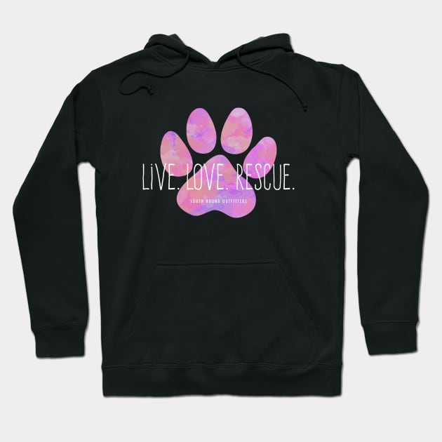 Live Love Rescue Pink Paw Print Hoodie by cottoncanvas